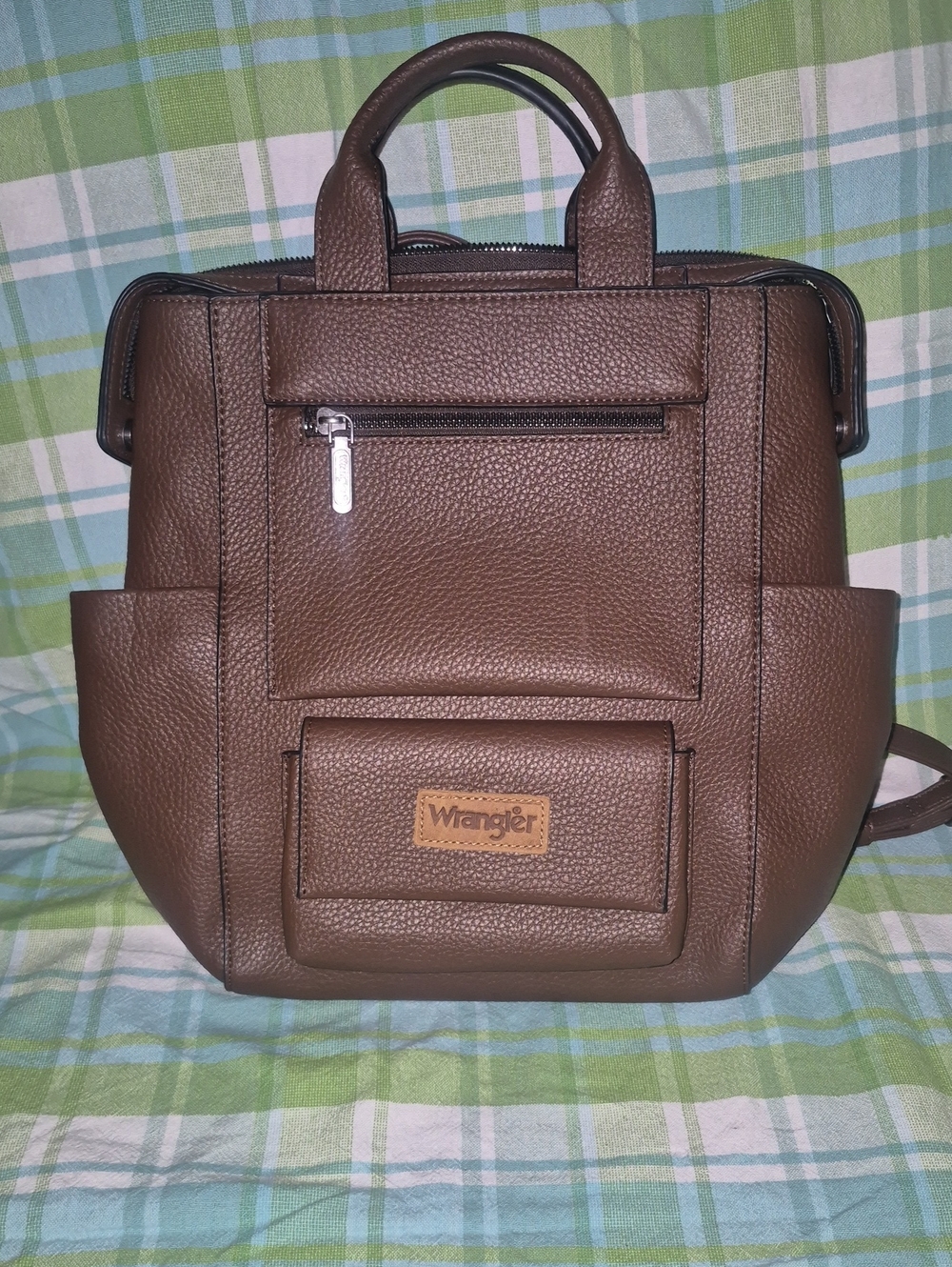NWOT Wrangler Brown Textured Faux-Leather Backpack